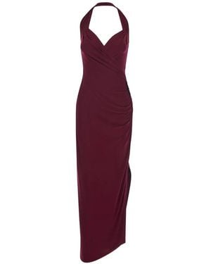 Norma Kamali Halterneck Draped Dress - Purple