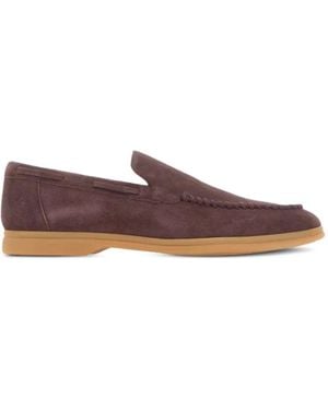 Eleventy Mocassins En Daim À Détail De Ruban - Brown