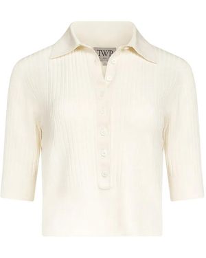 Twp Ribbed-Knit Short-Sleeve Jumper - White