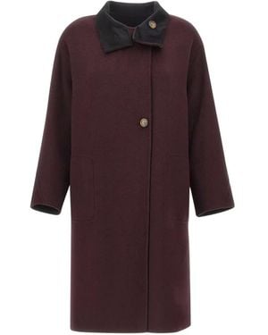 Elena Miro Off-Centre-Fastening Double-Faced Coat - Purple