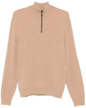 Canali Quarter-Zip Waffle-Knit Sweater - Natural