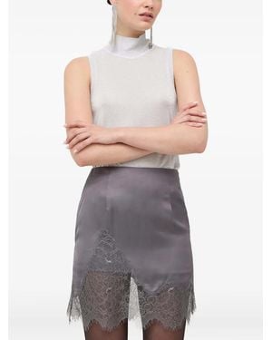Patrizia Pepe High-Neck Embellished Top - Grey