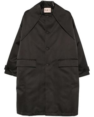 Plan C Concealed-Button Coat - Black