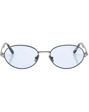 Tom Ford T-Logo Oval-Frame Sunglasses - White