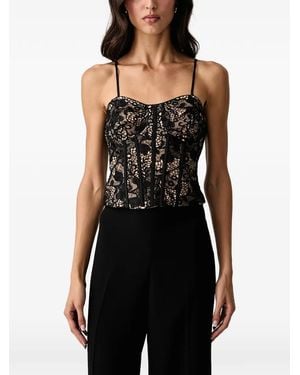 Guess Monica Lace-Overlay Corset Top - Black