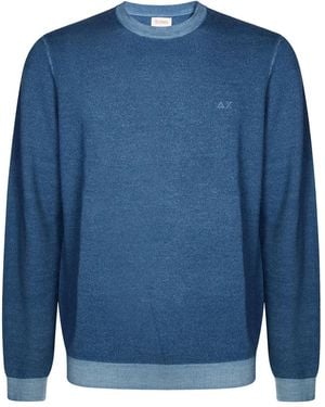 Sun 68 Logo-Embroidered Jumper - Blue