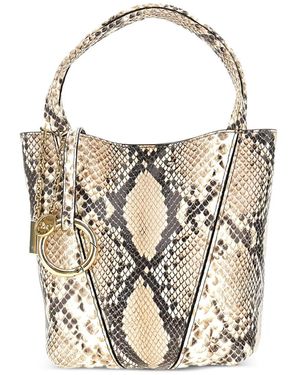 Chloé Snakeskin-Effect Leather Tote Bag - White
