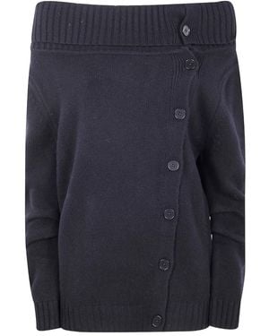 Circus Hotel Off-Shoulder Button-Front Cardigan - Blue