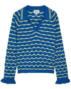 Damson Madder Silvia Ruffled-Wave Jumper - Blue