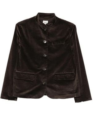19.61 MILANO Velvet Mandarin-Collar Jacket - Black