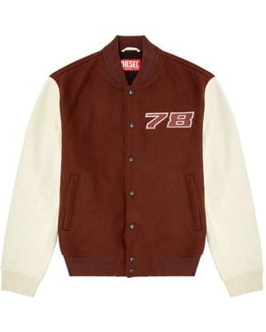 DIESEL Wool-Blend Varsity Jacket - Brown