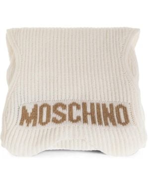 Moschino Logo-Intarsia Ribbed-Knit Scarf - Natural