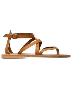 K. Jacques Epicure Multi-Strap Leather Flat Sandals - Brown