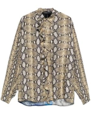 BARBARA BOLOGNA Snake-Pattern Ruffle-Trim Shirt - White