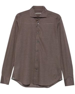 Corneliani Textured Long-Sleeved Shirt - Brown