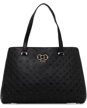 Guess Logo-Plaque Tote Bag - Black
