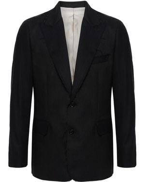Eraldo Frayed Pinstriped Wool Blazer - Black