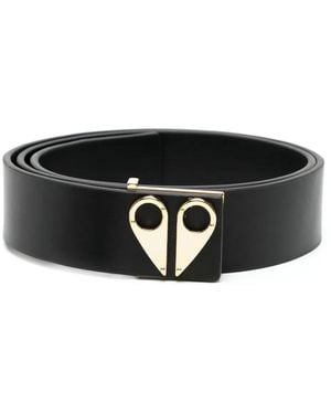 Moose Knuckles Logo Icon Leather Belt - Black