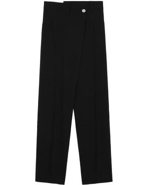 Enfold High-Waisted Straight-Leg Wool Pants - Black