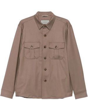Canali Sobrecamisa Con Bolsillos En El Pecho - Marrón