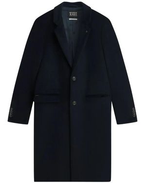 Scotch & Soda Single-Breasted Notched-Lapels Coat - Blue