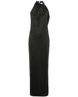 Balmain Halterneck Lurex Maxi Dress - Black