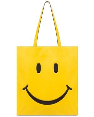 Moschino X Smiley Leather Shoulder Bag - Yellow
