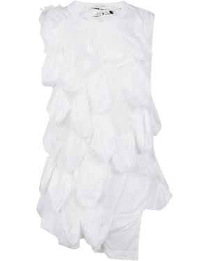Comme des Garçons Ruffled Sleeveless T-Shirt - White