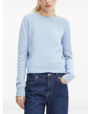 2nd Day Logo-Embroidered Crew-Neck Sweater - Blue