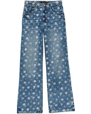 Purple Brand Vaqueros anchos con aplique de strass - Azul