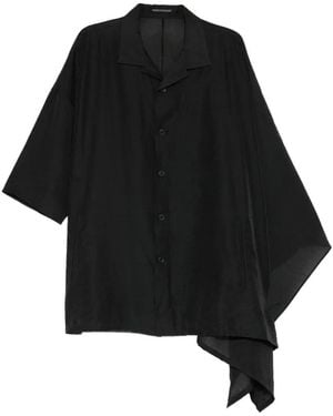Yohji Yamamoto Asymmetric Lawn Cape Shirt - Black