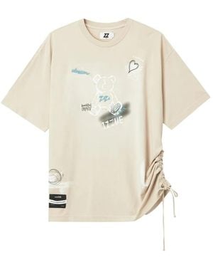 Izzue Drawstring Graphic-Print T-Shirt - White
