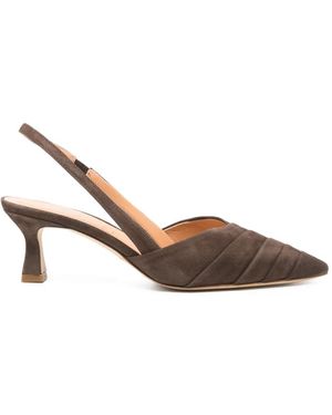 Julie Dee Pleated Slingback Heeled Court Shoes - Brown