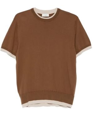 Paolo Pecora Contrast-Trim T-Shirt - Brown