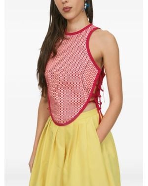 Rosie Assoulin Shield Lace-Up Top - Red