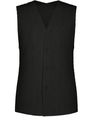 Homme Plissé Issey Miyake Slash Pleated Vest - Black