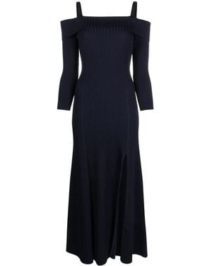Ganni Off-Shoulder Midi Dress - Blue
