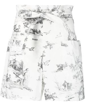 Philosophy Di Lorenzo Serafini Graphic Print Belted Shorts - White