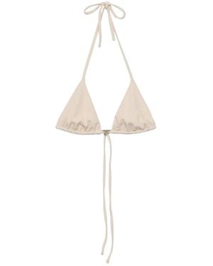 Prada Rhinestone-Embellished Triangle Bikini Top - White
