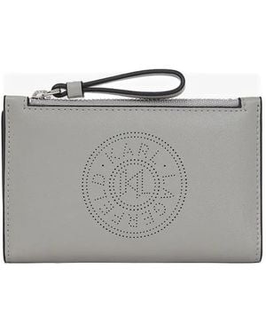 Karl Lagerfeld Portafoglio Con Logo Traforato - Grigio
