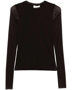 MEIMEIJ Camiseta Con Panel Semitranslúcido De Manga Larga - Negro