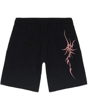 Iuter Graphic-Detail Drawstring Cotton Shorts - Black