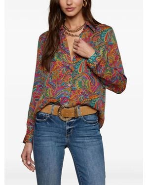 L'Agence Paisley-Print Long-Sleeve Shirt - Blue