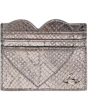 Vivienne Westwood Snake-Effect Heart-Shaped Card Holder - Gray