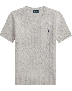 Polo Ralph Lauren Cable-Knit Short-Sleeve Top - Grey