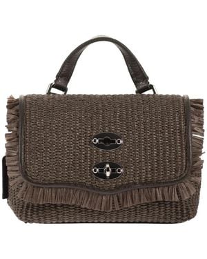 Zanellato Baby Postina Fringed Woven Raffia Tote Bag - Brown