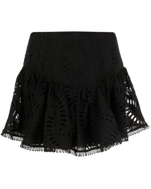 Charo Ruiz Favik Embroidered Peplum Miniskirt - Black