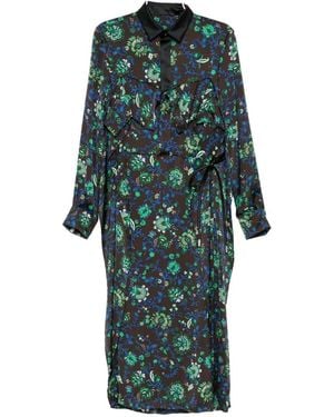 Sacai Floral-Print Ruffled Dress - Green