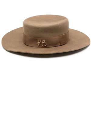 Ruslan Baginskiy Canotier Wool-Felt Hat - Brown