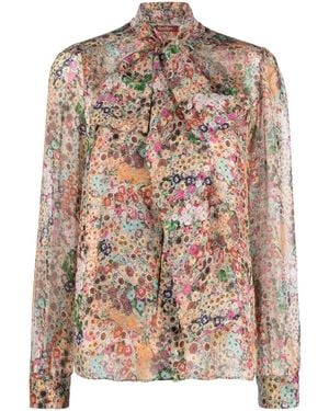 Max Mara Floral Print Pussybow Blouse - Pink